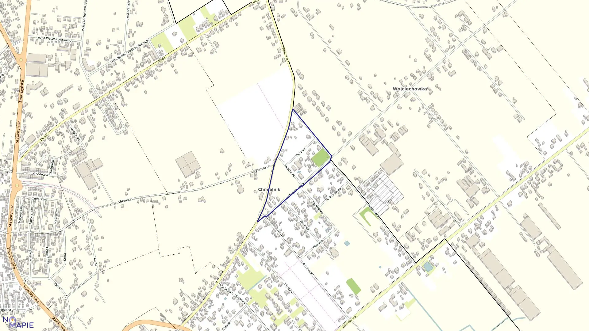 Mapa obrębu 006 Chmielnik w mieście Kalisz