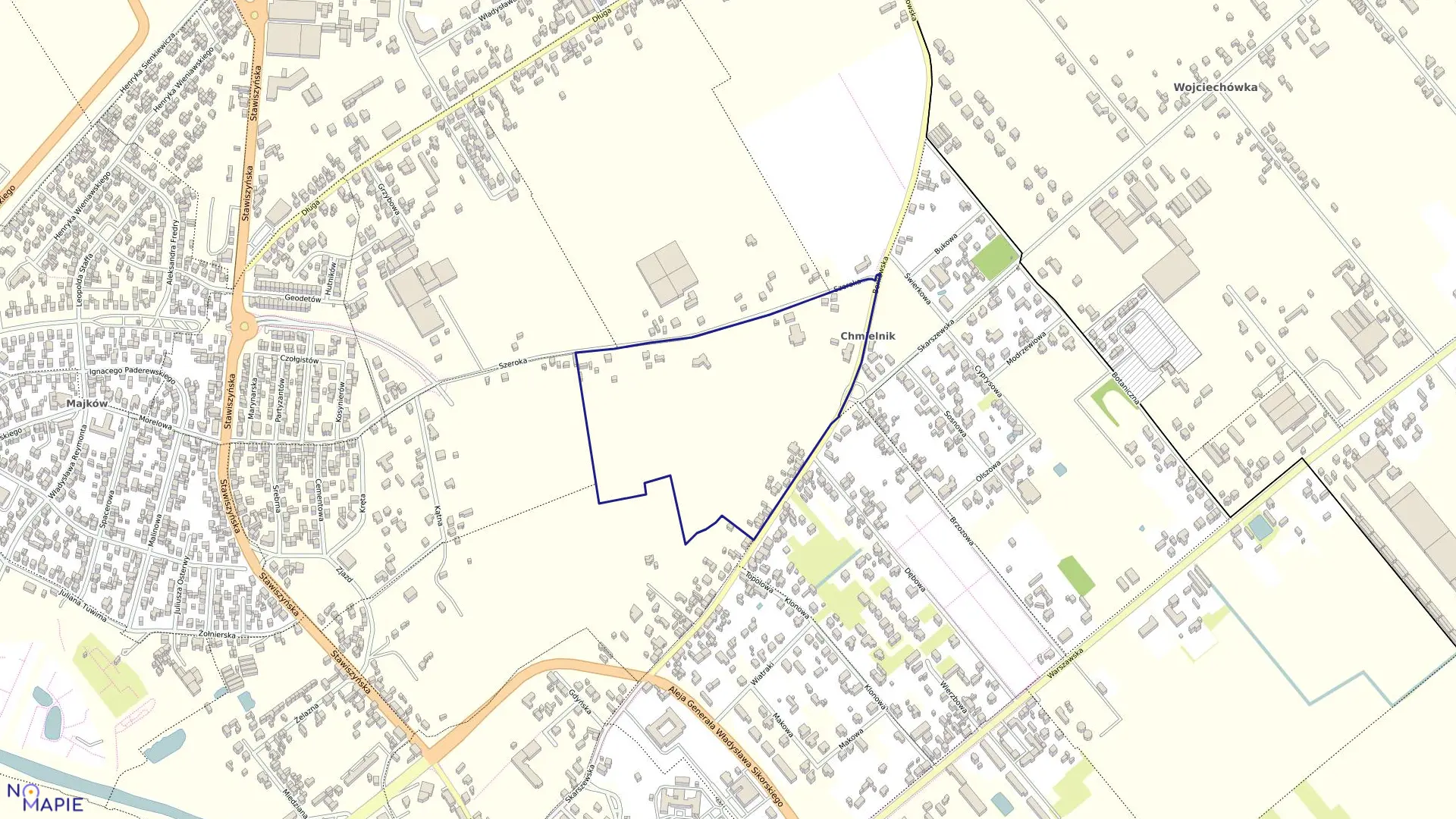 Mapa obrębu 007 Chmielnik w mieście Kalisz