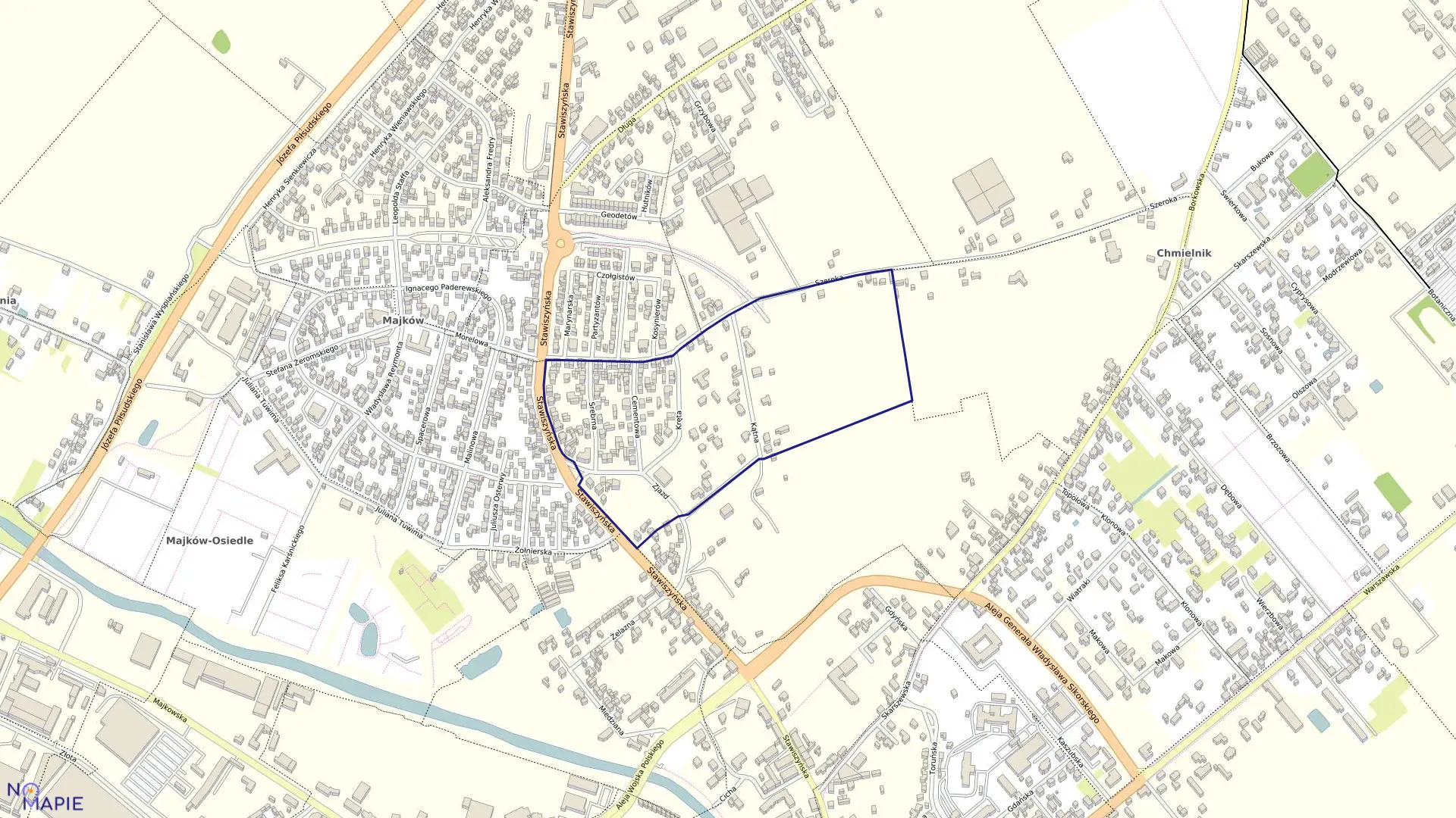 Mapa obrębu 008 Chmielnik w mieście Kalisz