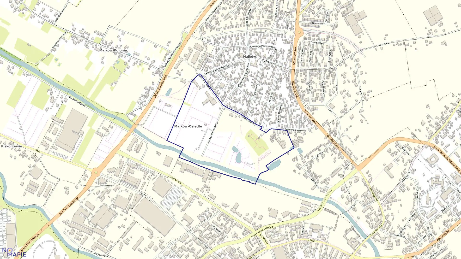 Mapa obrębu 009 Majków w mieście Kalisz