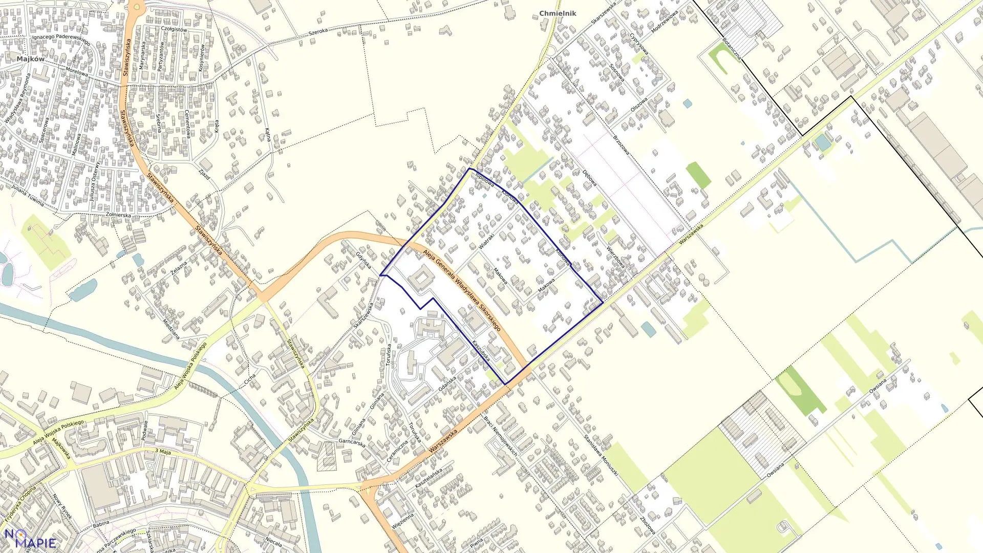 Mapa obrębu 014 Chmielnik w mieście Kalisz