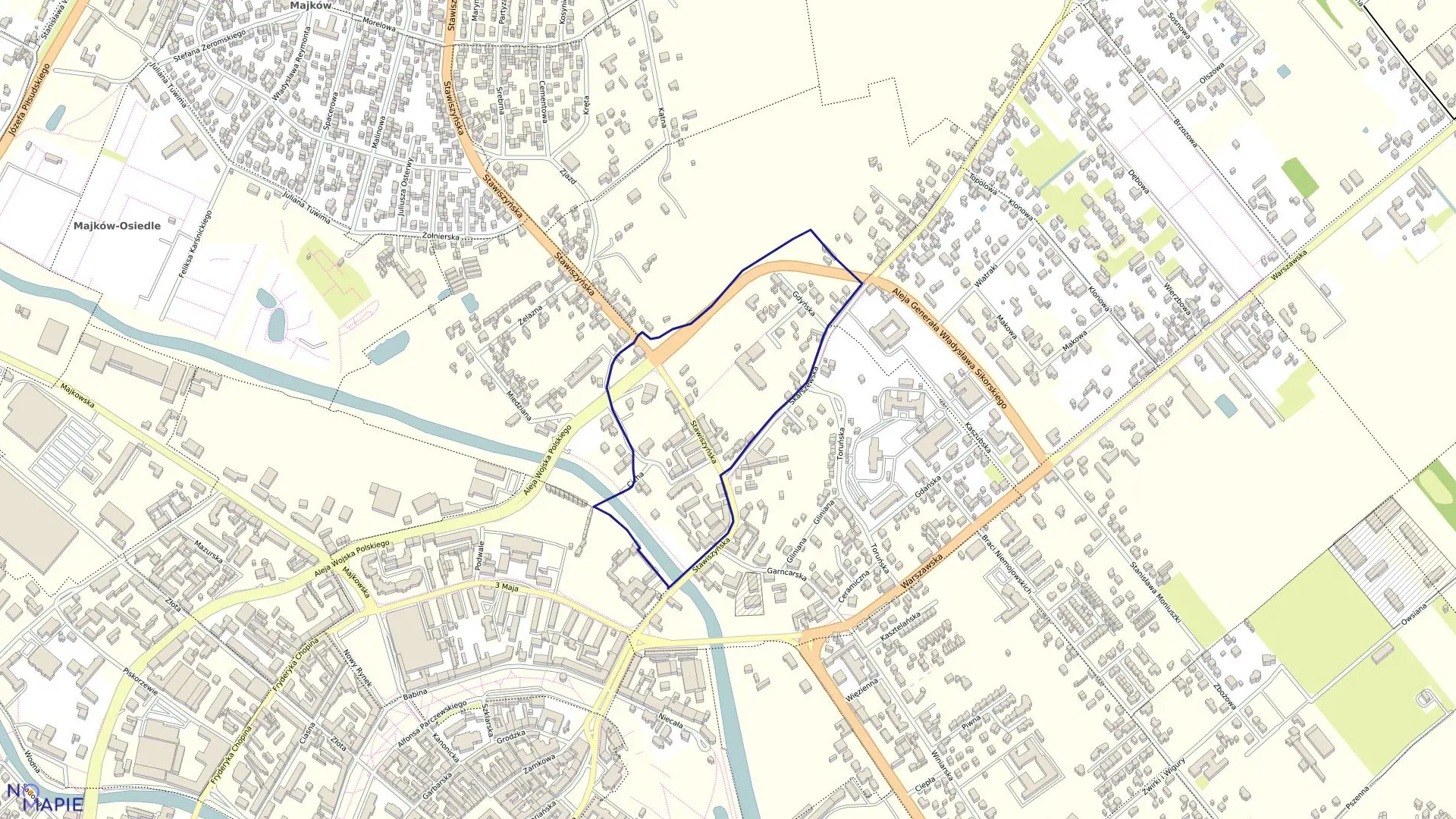 Mapa obrębu 015 Chmielnik w mieście Kalisz