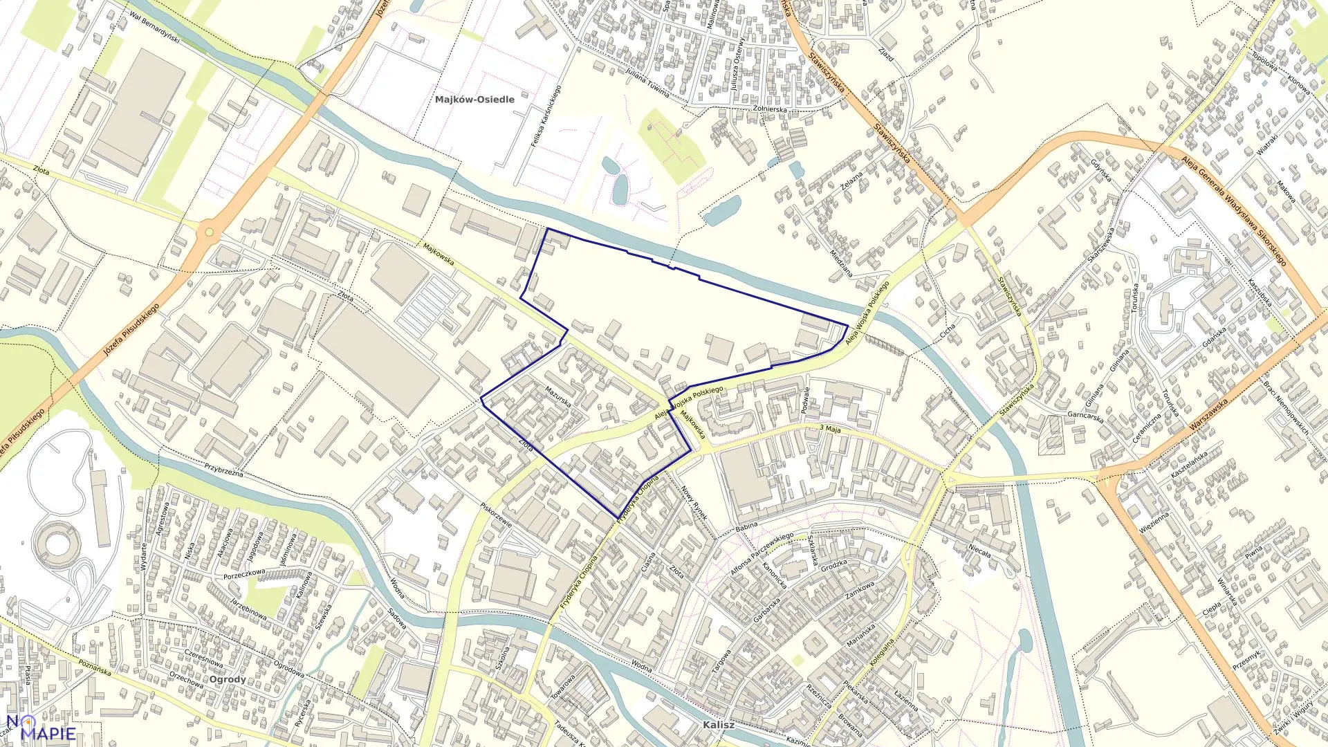 Mapa obrębu 017 Piskorzewie w mieście Kalisz