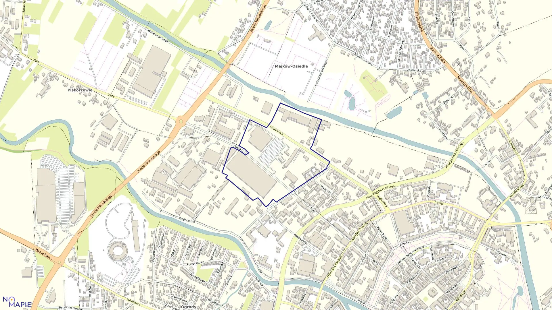 Mapa obrębu 018 Piskorzewie w mieście Kalisz