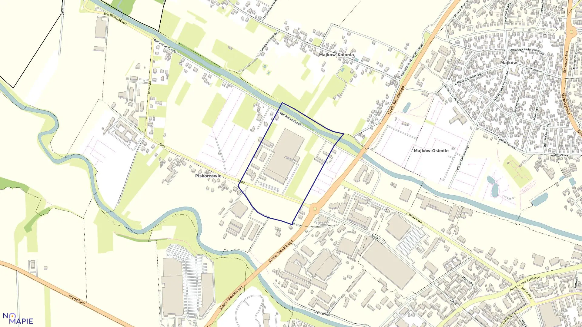 Mapa obrębu 020 Piskorzewie w mieście Kalisz