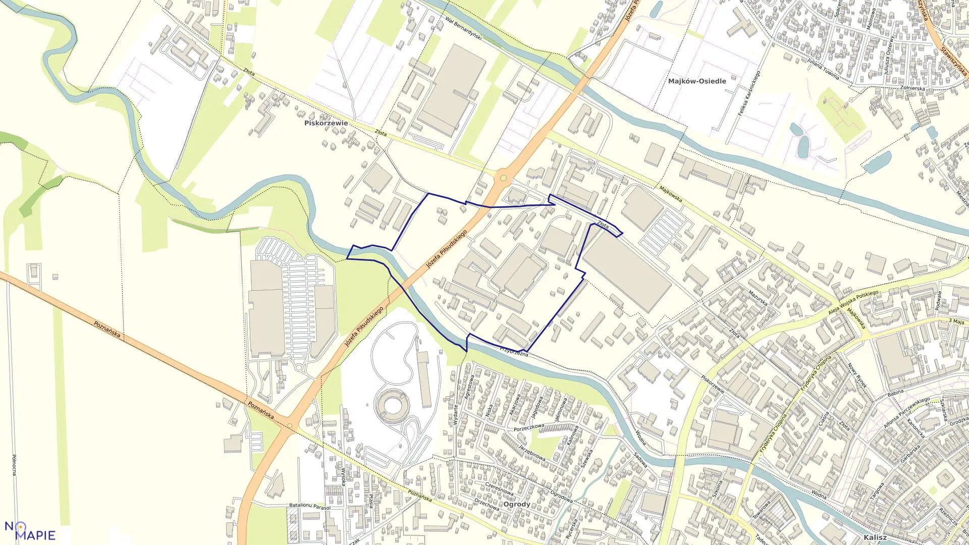 Mapa obrębu 023 Piskorzewie w mieście Kalisz