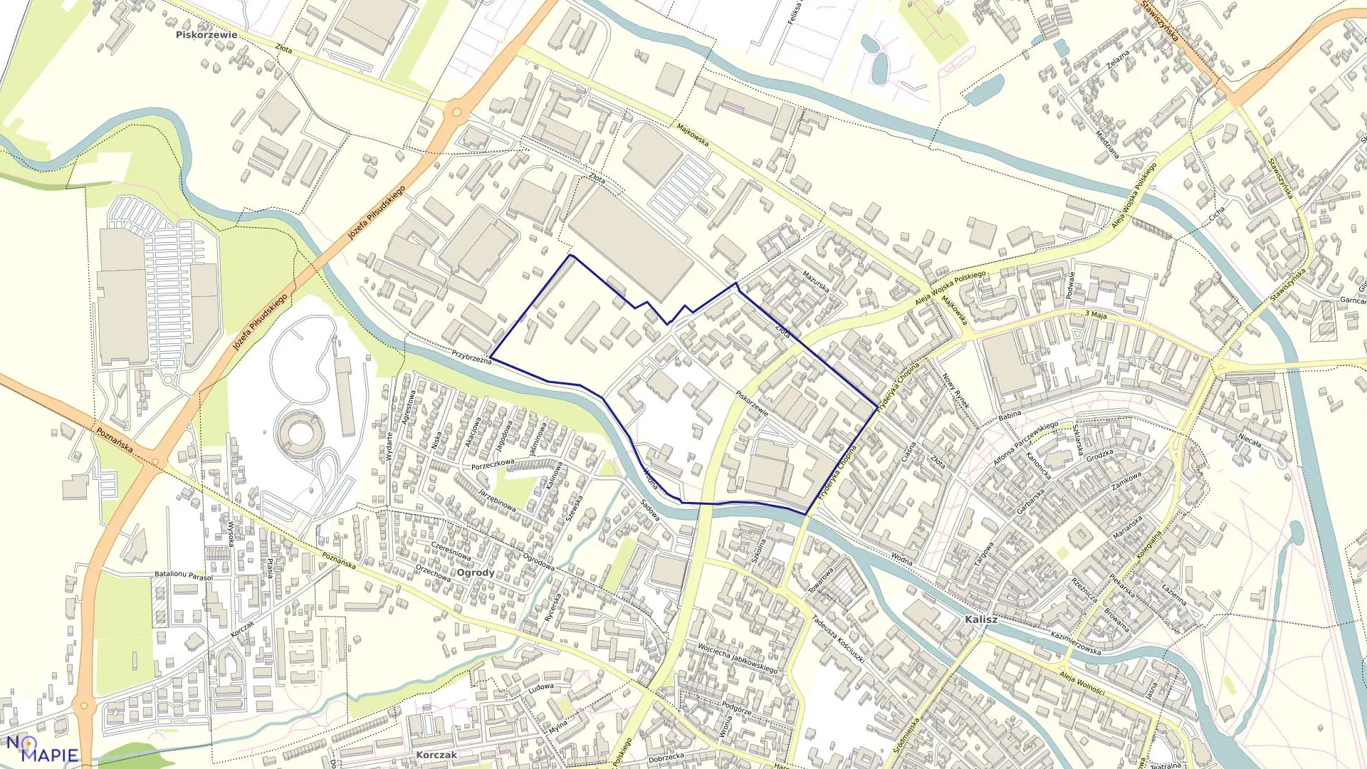 Mapa obrębu 024 Piskorzewie w mieście Kalisz