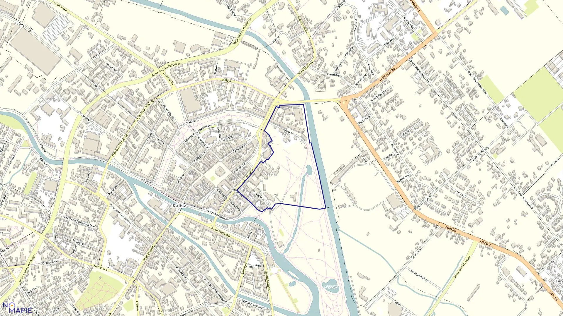 Mapa obrębu 026B Śródmieście w mieście Kalisz