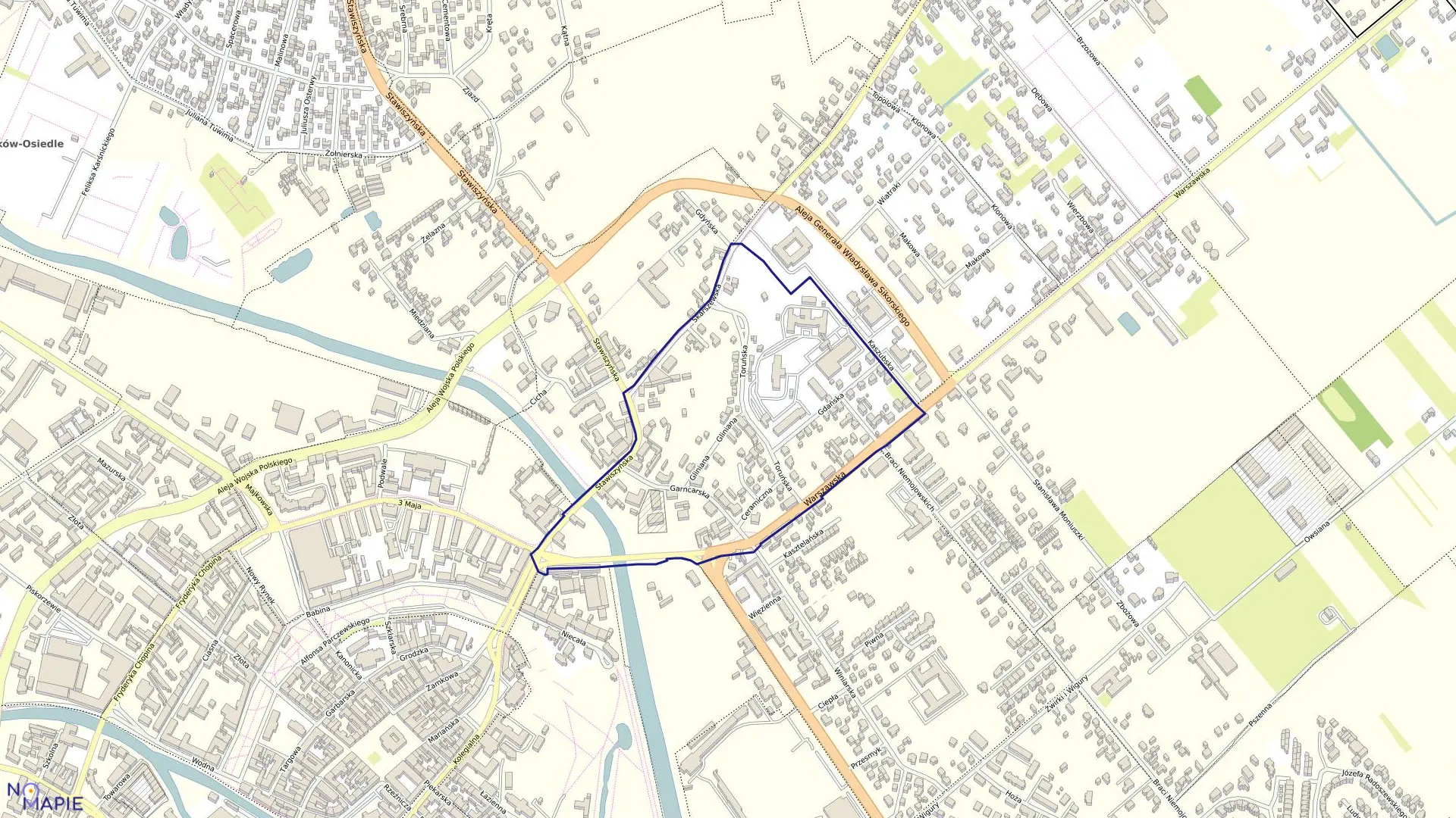 Mapa obrębu 027 Chmielnik w mieście Kalisz