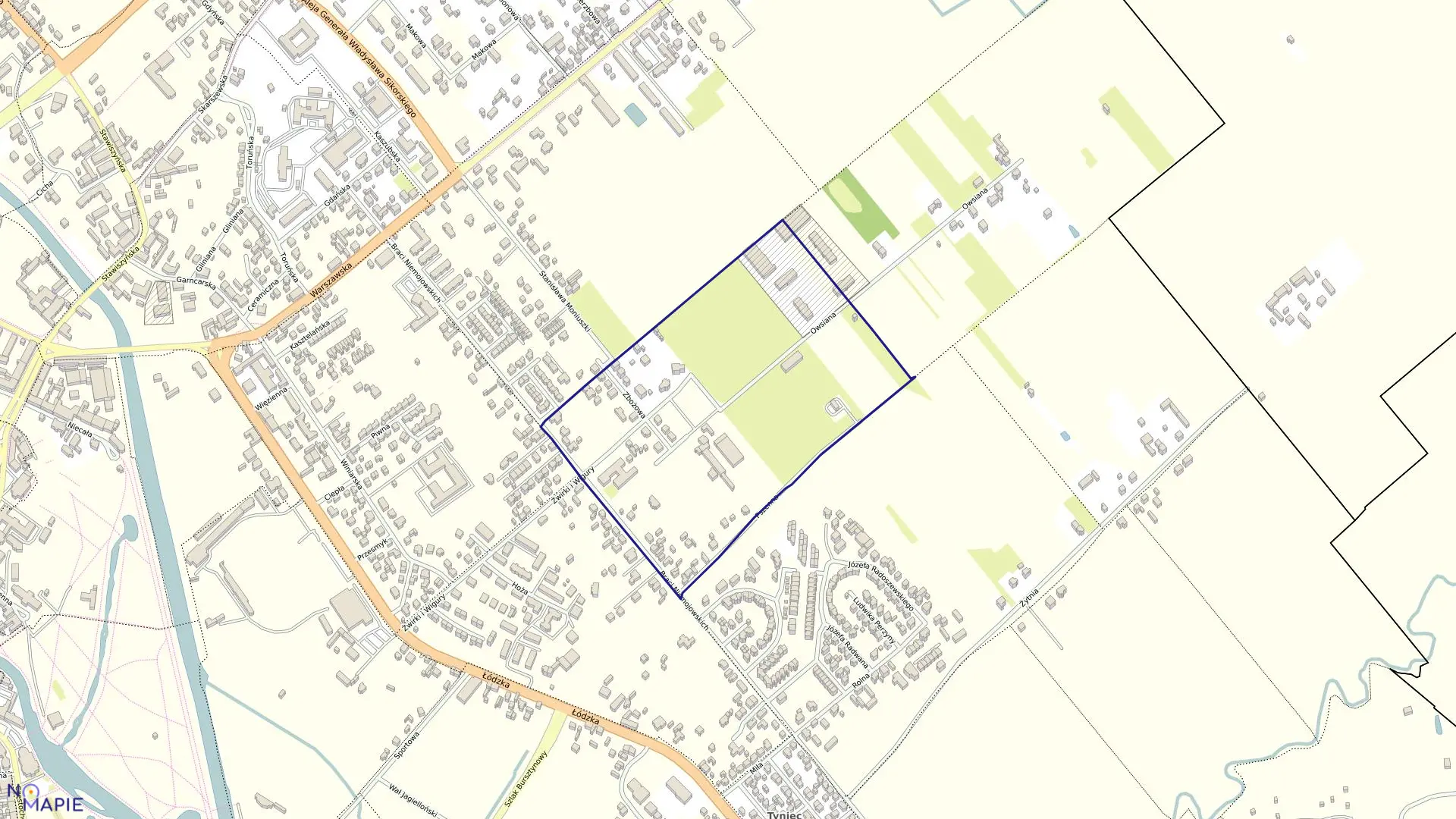 Mapa obrębu 031 Tyniec w mieście Kalisz