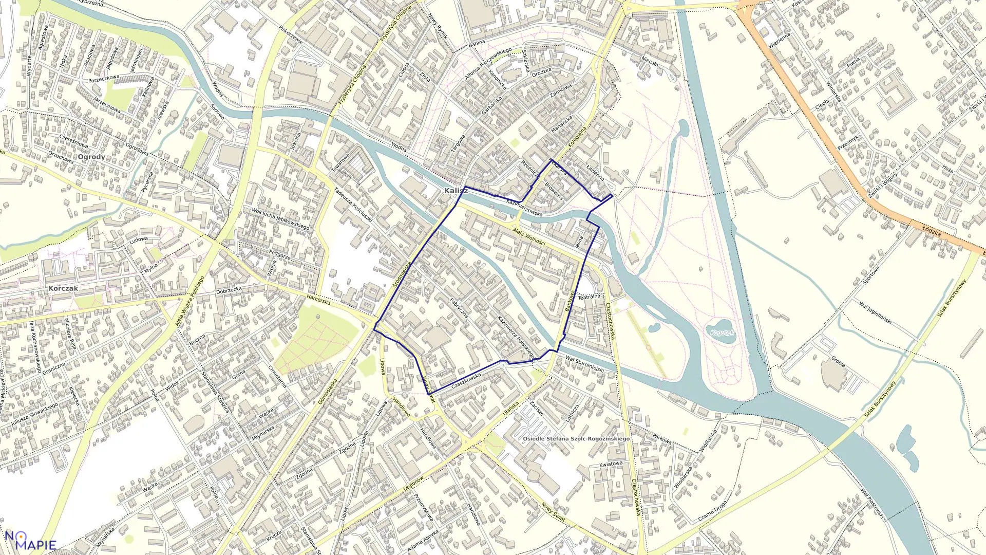 Mapa obrębu 035 Śródmieście II w mieście Kalisz