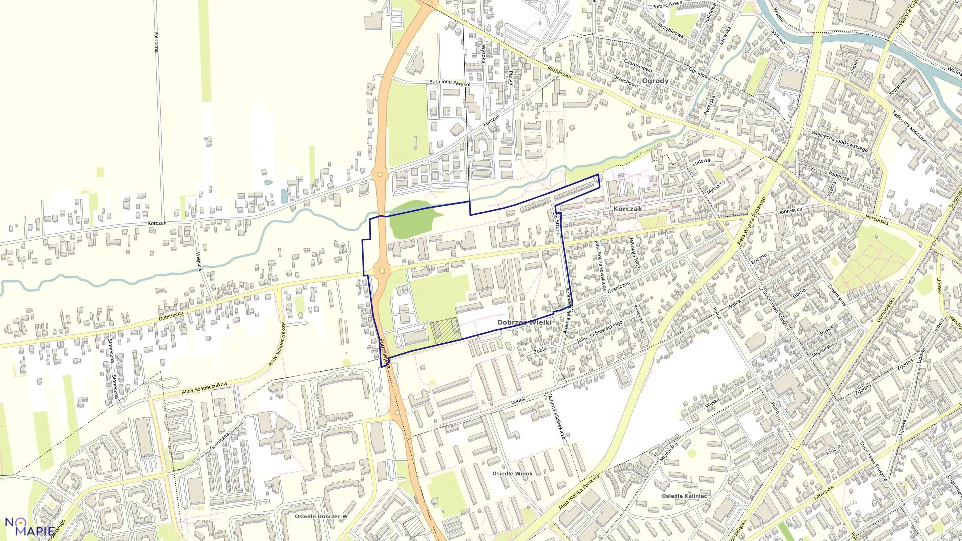 Mapa obrębu 041 Korczak w mieście Kalisz