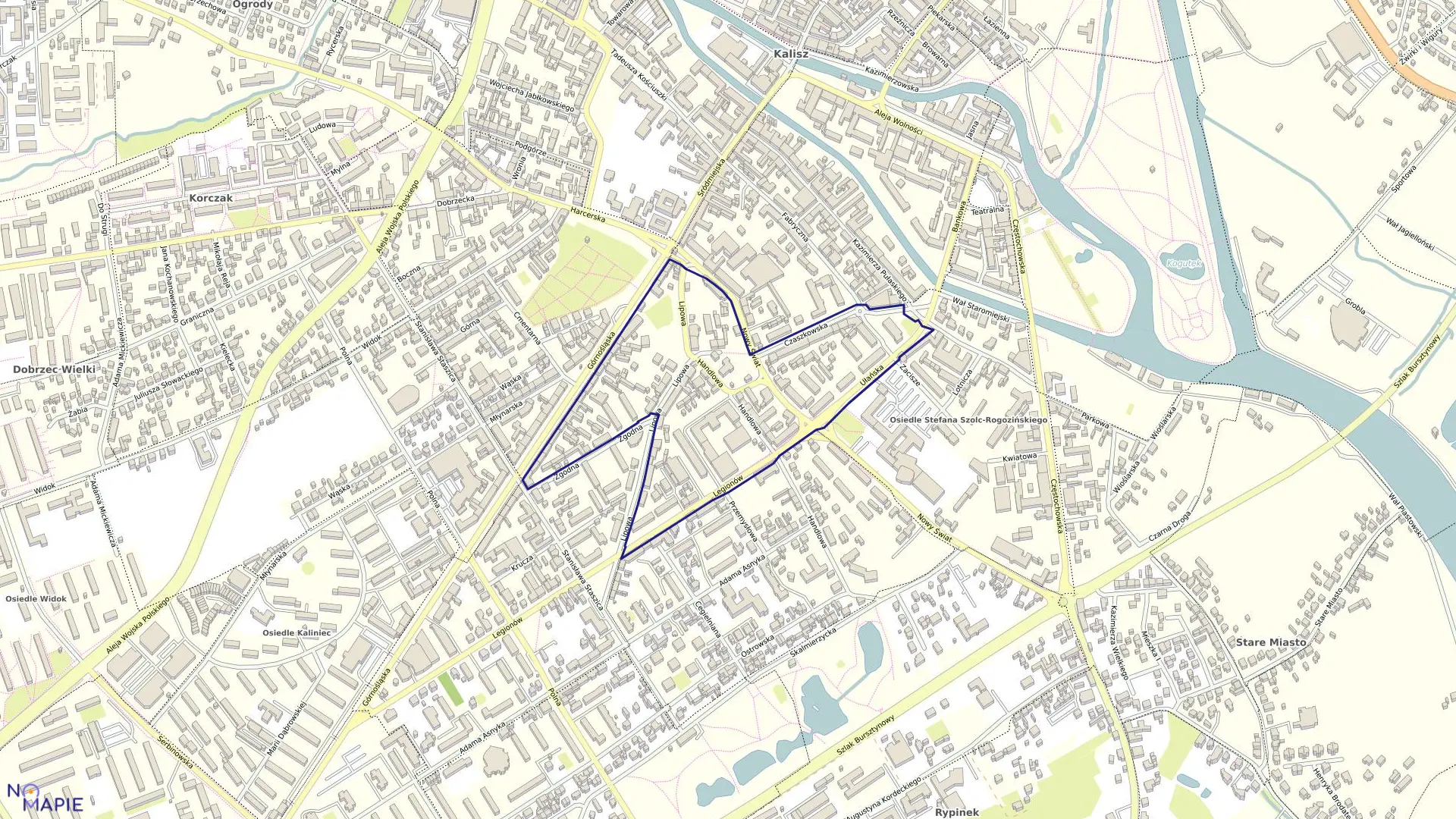 Mapa obrębu 044 Czaszki w mieście Kalisz