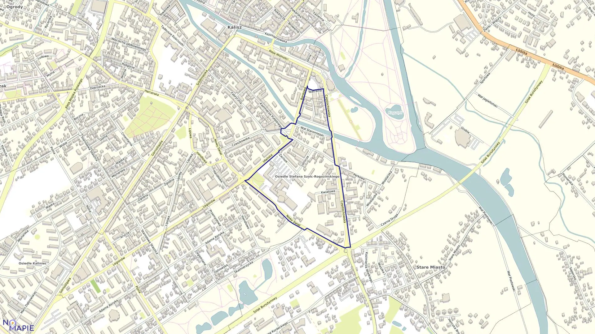 Mapa obrębu 045 Śródmieście II w mieście Kalisz