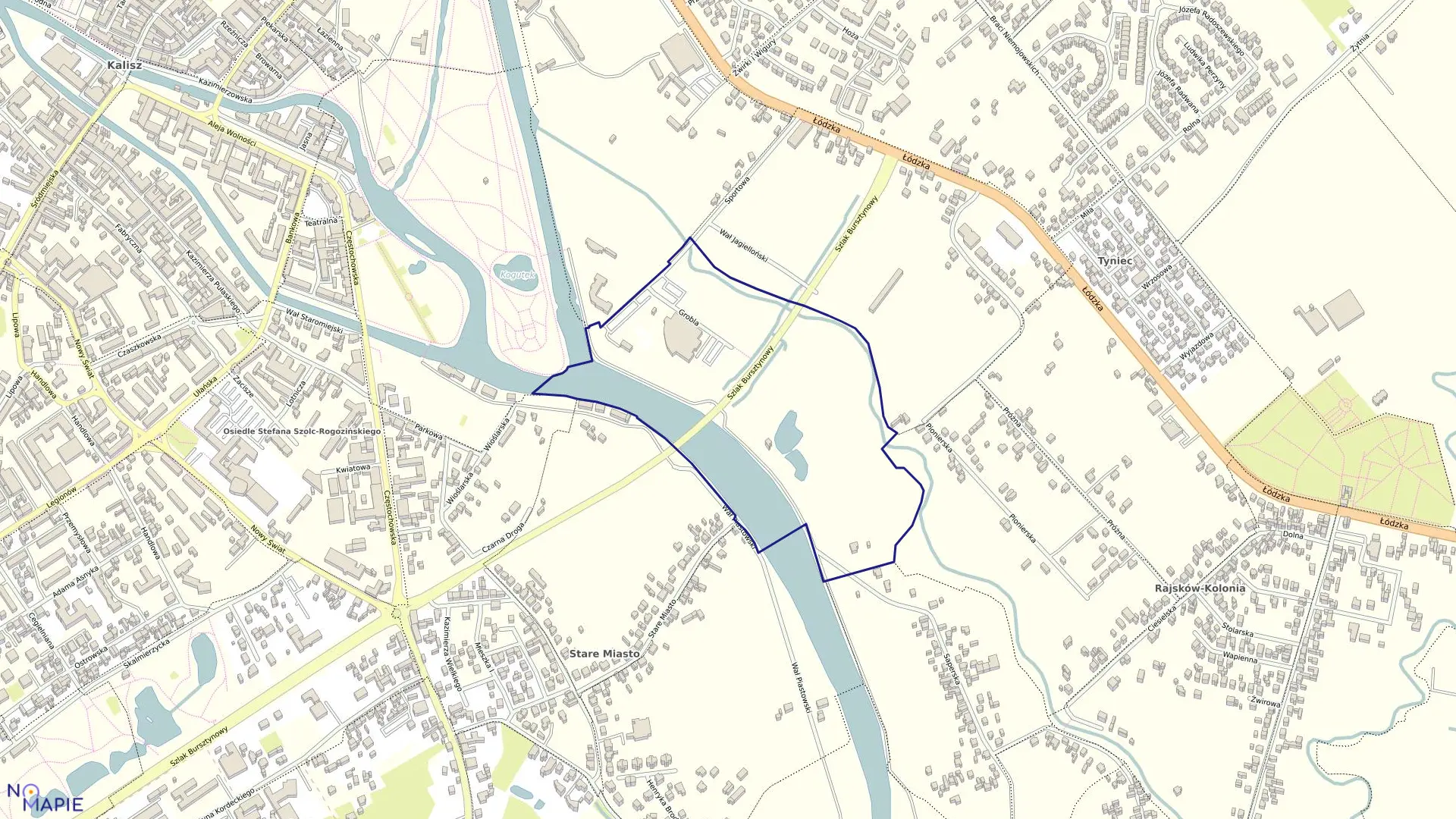 Mapa obrębu 048 Tyniec w mieście Kalisz