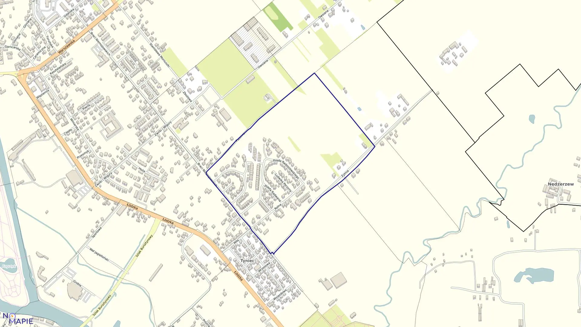 Mapa obrębu 051 Tyniec w mieście Kalisz