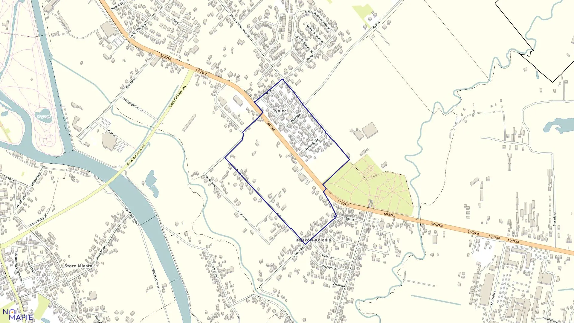 Mapa obrębu 056 Rajsków w mieście Kalisz