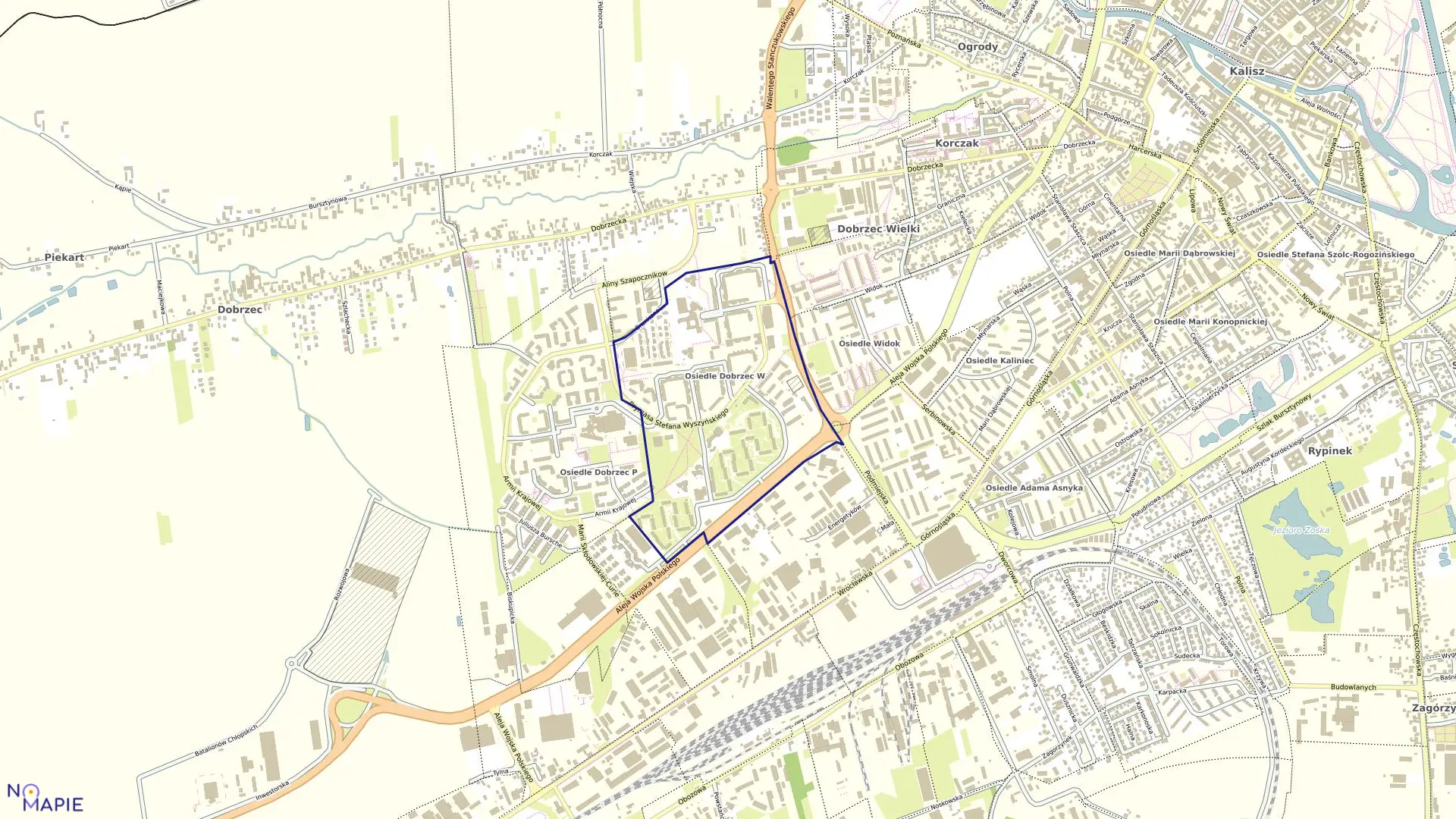 Mapa obrębu 073 Os.Dobrzec w mieście Kalisz