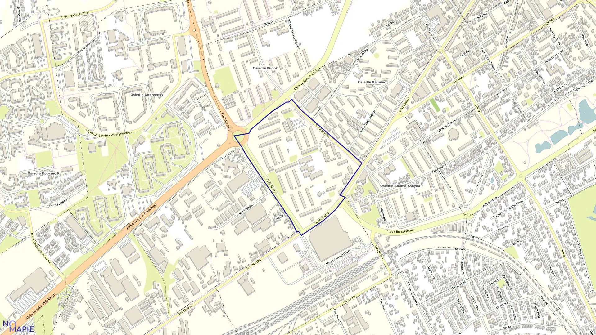 Mapa obrębu 081 Os.25-Lecia w mieście Kalisz