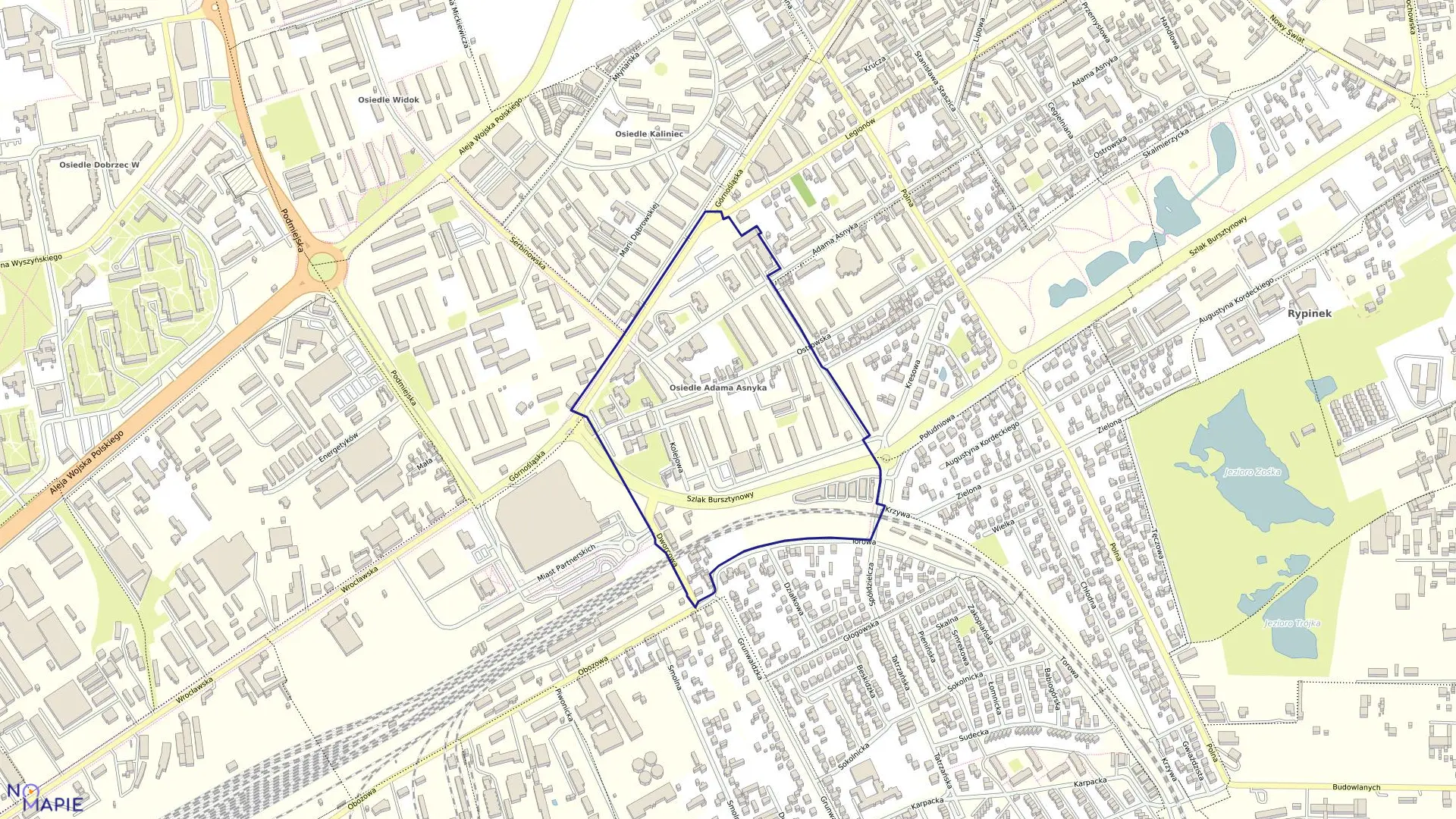 Mapa obrębu 082 Os.Asnyka w mieście Kalisz