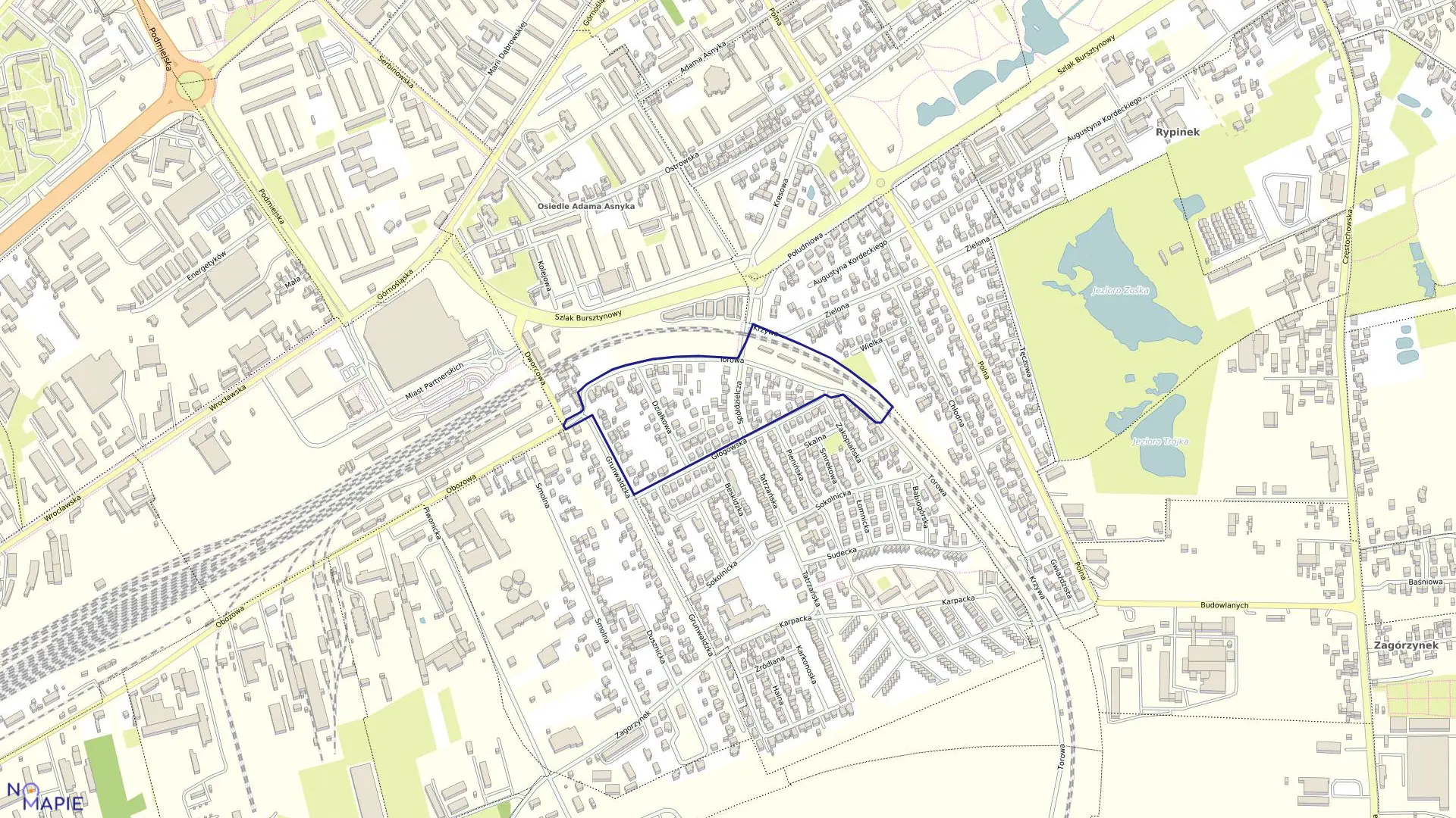 Mapa obrębu 097 Zagorzynek w mieście Kalisz