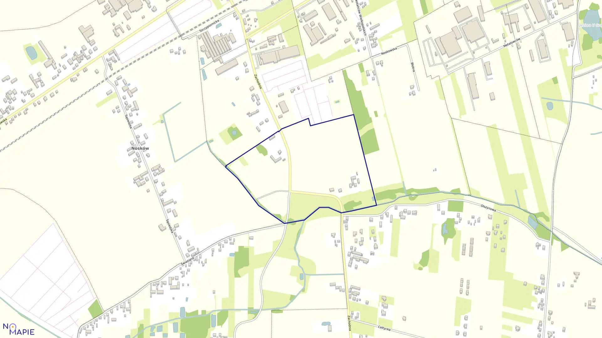 Mapa obrębu 106 Zagorzynek w mieście Kalisz