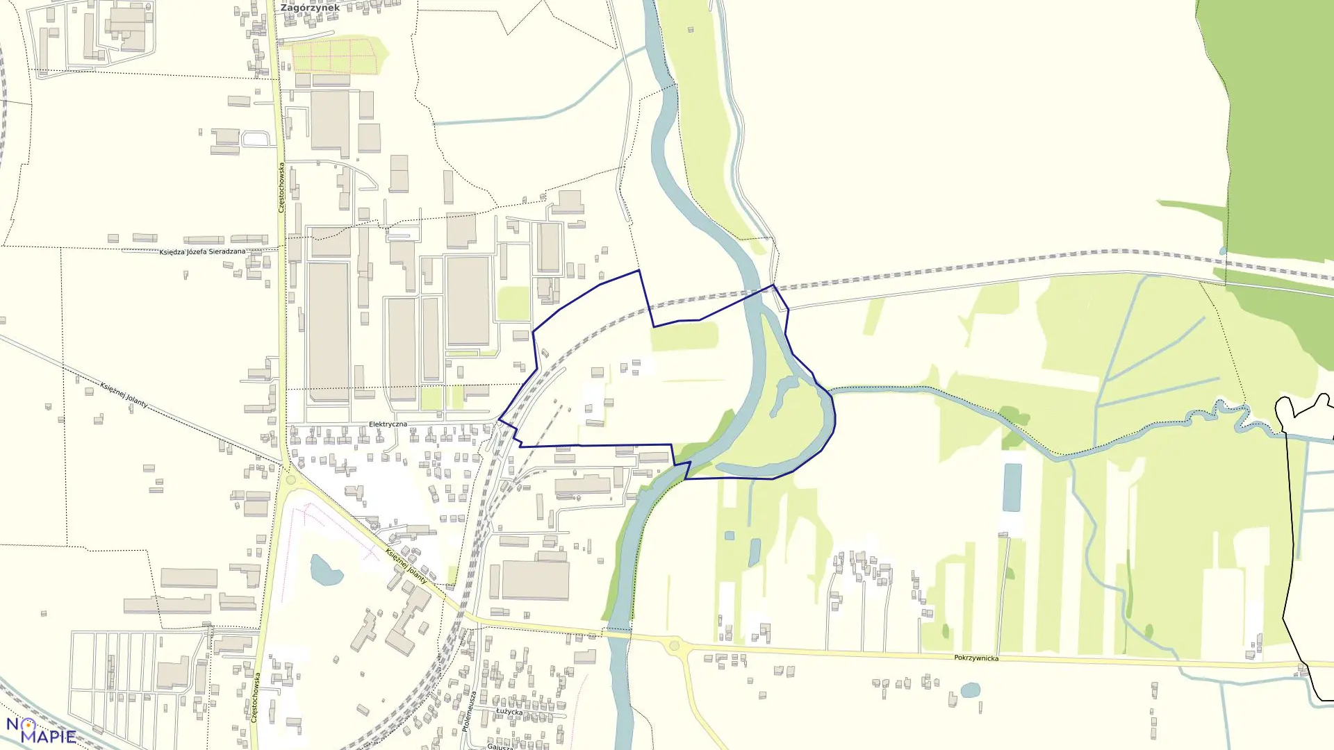 Mapa obrębu 117 Rypinek w mieście Kalisz