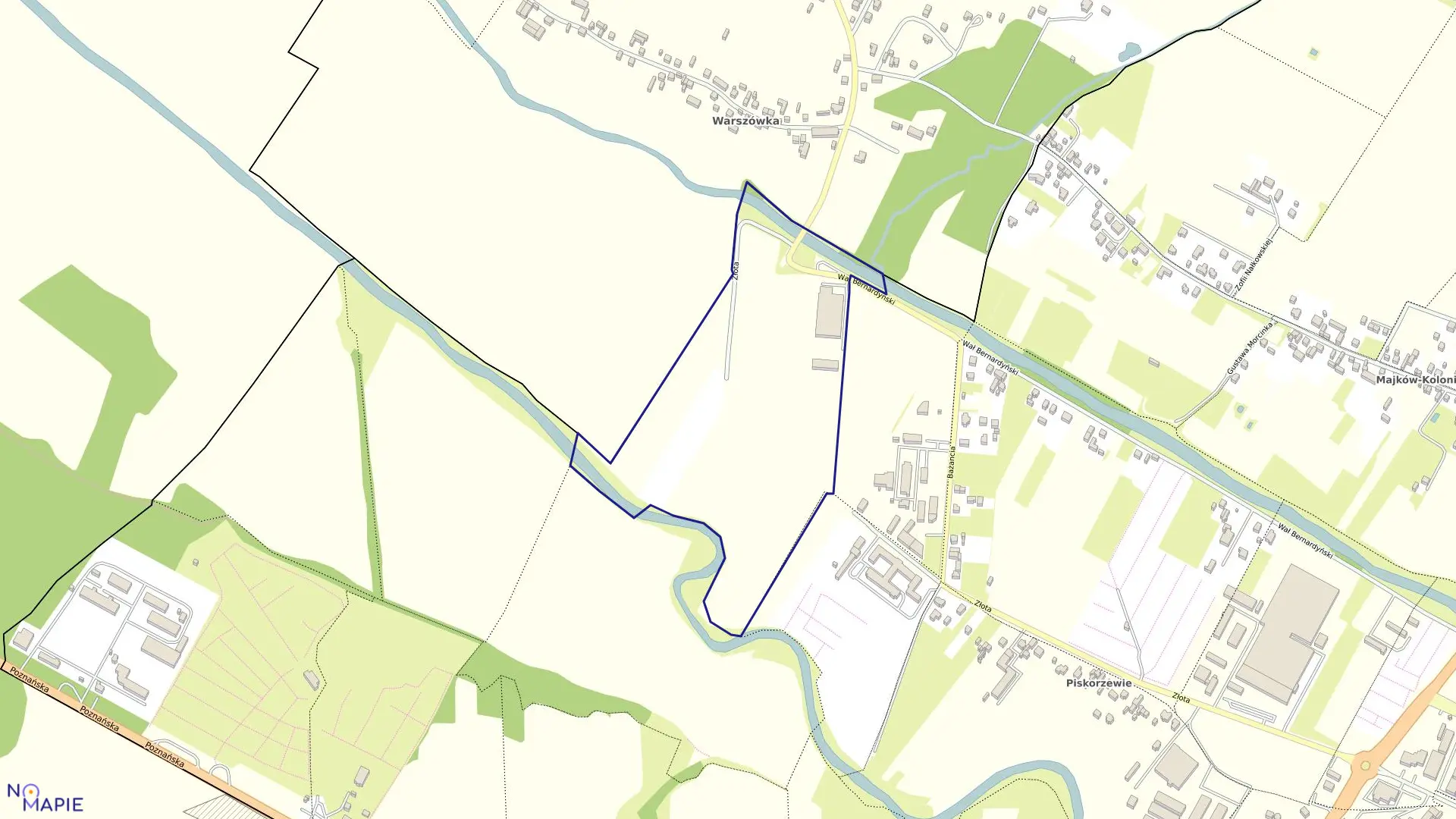 Mapa obrębu 133 Piskorzewie w mieście Kalisz