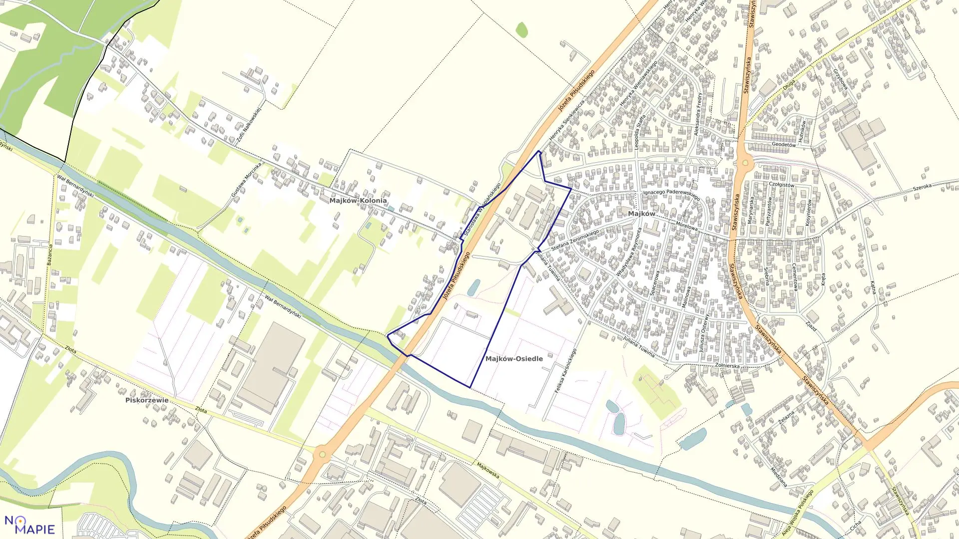 Mapa obrębu 134 Majków w mieście Kalisz