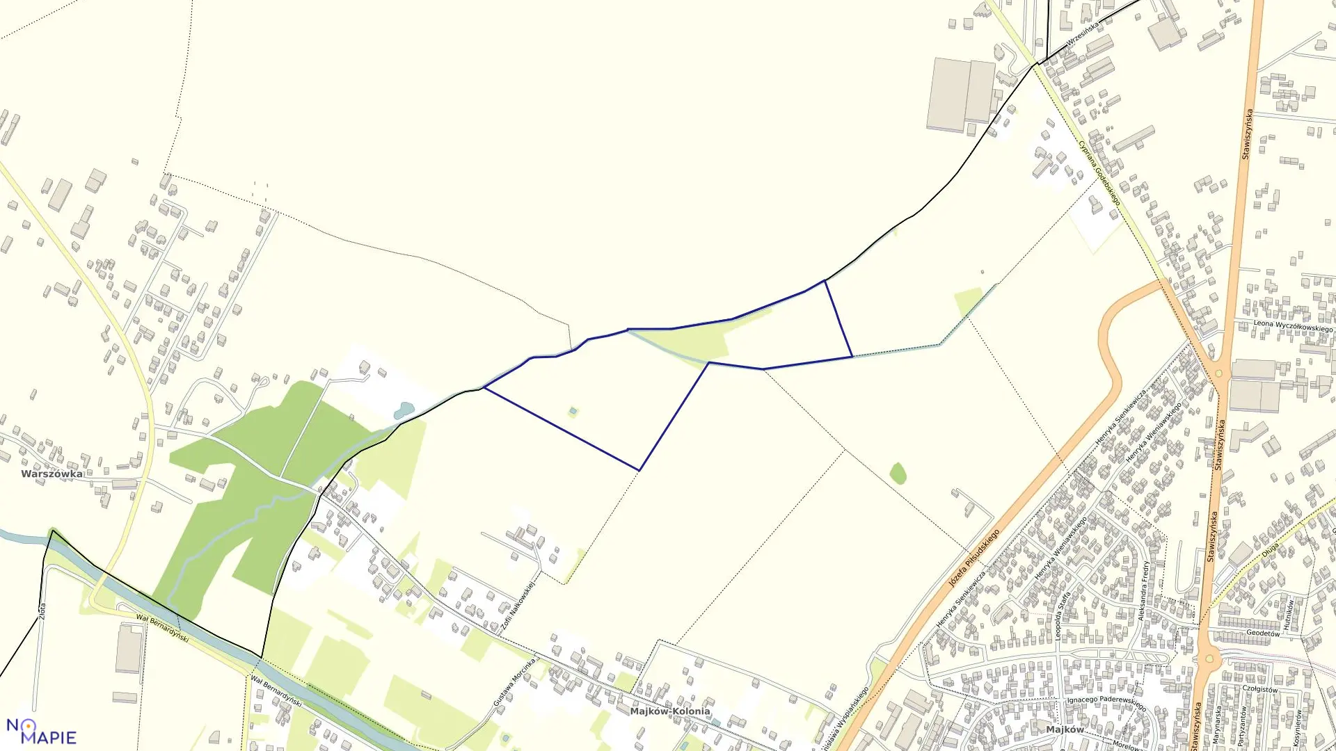 Mapa obrębu 140 Majków w mieście Kalisz