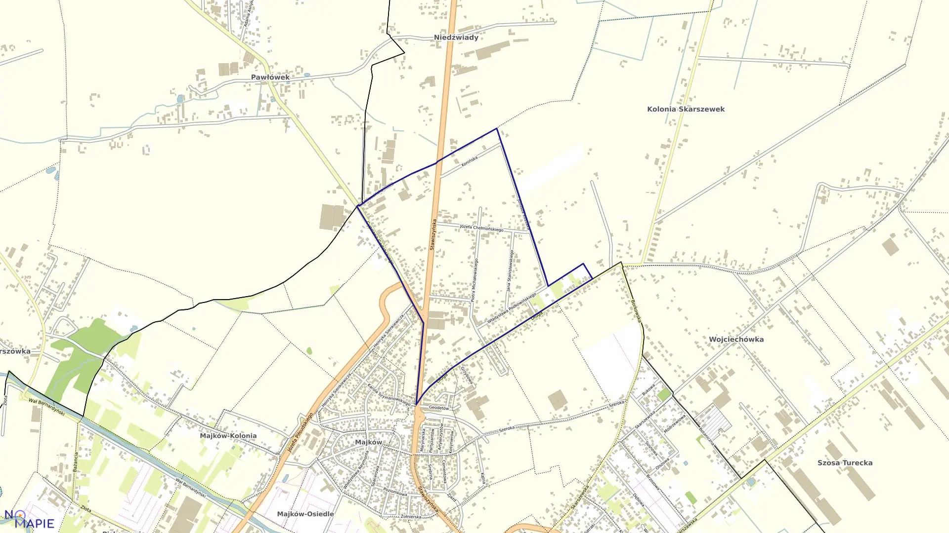 Mapa obrębu 145 Majków Kol. w mieście Kalisz