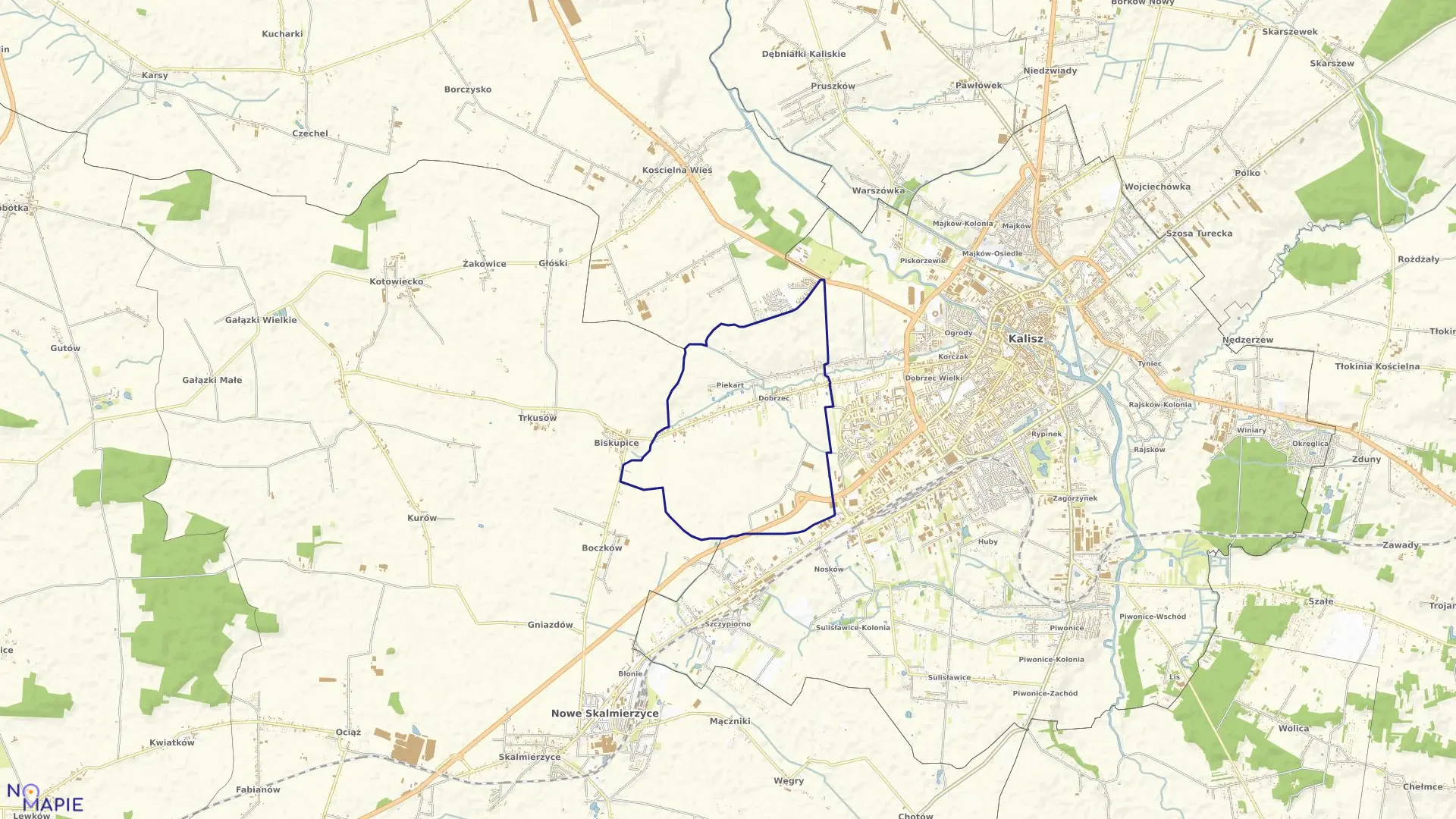 Mapa obrębu 160 Dobrzec w mieście Kalisz